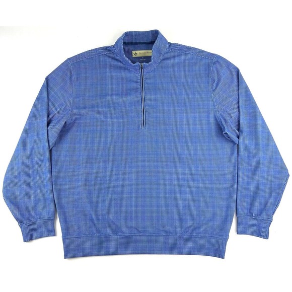 Donald Ross TYR The Year Rounder 1/2 Zip Plaid Golf Fleece Pullover Blue… - Picture 1 of 8